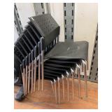 STACKING CHAIRS BLACK MOLDED BACK CHROME LEGS