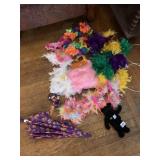 STEELER DOLL, UMBRELLA, FEATHERS