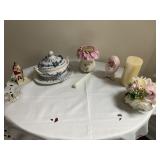 COVERED TUREEN, CANDLES, LUSTER EGG, ETC.