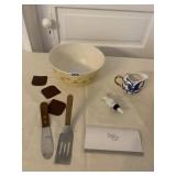 PYREX BOWL, PAMPERED CHEF LIFTER, BUNNY BOTTLE