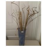 ART GLASS VASE W/ PLUMES