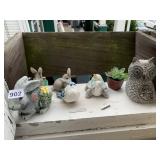 BUNNIES, OWL, WATERING CAN, PLANTERS