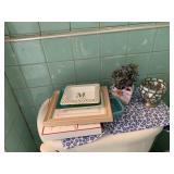 DISH, CUP, M PLATE, STAINED GLASS VASE