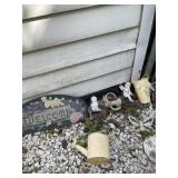 WELCOME SIGN, WATER CAN, ANGEL, FROG PLANTER