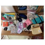 COSMETIC BAG, EYE PROTECTOR, PEARL NECKLACE,