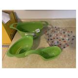 STRAINERS, R/W/BLUE BOWL, ETC.