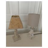 CHERUB BASE LAMP, GRAY LAMP W/ SHADE
