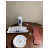 CANDLE, PEACE LOVE JOY COASTERS, DISH