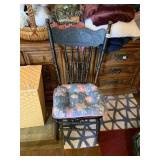 WOOD CHAIR PRESSED BACK W/ ADDED CUSHION