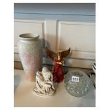 FOSTORIA CANDLE HOLDER, ANGEL, VASE,
