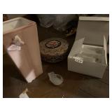 VASE, TIN, 4 GLASS SAILBOAT T LIGHTS