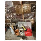 GAS CAN, SHOVEL, PLANTER, BOOT TRAY