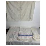 EMBROIDERED SQUARE TABLECLOTH, RICE SACK, LINEN
