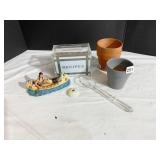 RECIPE BOX, FIRST AM. WATERWAY INDIAN HAS CHIP