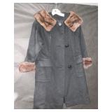 WOOL COAT FUR TRIM SIZE L VINTAGE