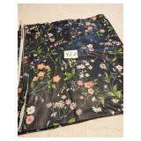 DARK NAVY BLUE FLORAL PRINT CHINTZ 5-6 YDS 1983