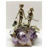 PURPLE AMYTHEST W/ DETAILED LEAF AND METAL