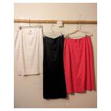 THREE LINED LINEN SKIRTS HOT PINK MIDI SZ 14