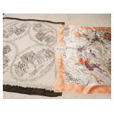 TWO FRENCH FIGURAL SCARVES FOUR SEASONS IN COLOR