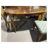 DINING TABLE AND 4 CHAIRS EXTRA LEAF CANED BACK
