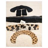 TWO VINTAGE REAL FUR SPOTTED CAT COLLARS AND