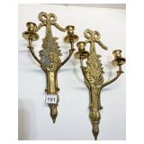 PAIR OF WALL SCONCES TWO CANDLE HOLDERS