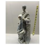 LLADRO SPAIN 12" H 2 FIGURES W/ BASKET - CRACK ON
