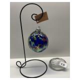 CRYSTAL MOON AND STAR 3.5" AND GLASS ORNAMENT W/
