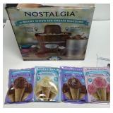 NOSTALGIA 4 QT WOOD ICE CREAM MACHINE WITH ICE