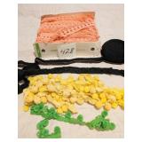 SEWING TRIMS ORANGE COTTON CARDED FRINGE BLACK