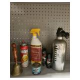 SELTZER BOTTLE, FOAM A GASKET AVIATION CAN, ETC.