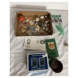 GREEN STAMPS. CANCELLED STAMPS, WOODEN DICE,