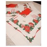 PAIR OF MATCHING CHRISTMAS TABLECLOTHS CANDLES