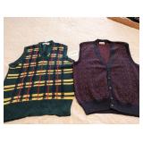 TWO MENï¿½S SWEATER VESTS JAEGER GREEN AND YELLOW