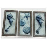 3 SEA THEME DIMENSIONAL GLASS ART PIECES,