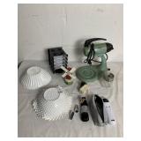 SUNBEAM MIX MASTER, MILK GLASS BOWLS, MYO FACIAL