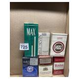 6 PACKS CIGARETTES MAX, WINSTON, LUCKY STRIKE