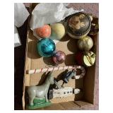 WOOD CLOWN, DONKEY, WOMAN W/ CHILD VINTAGE