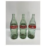 3 GLASS 32 FL OZ COKE COCA COLA BOTTLES