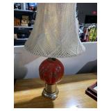 LAMP WITH CROCHET SHADE 27" H