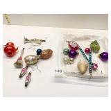 HORN AND OTHER VINTAGE ORNAMENTS