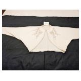 LADIES BEIGE BEADED LONG SLEEVE BOLERO CROP