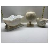 MILK GLASS WESTMORELAND CREAMER, ETC.