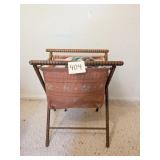 FOLDING KNITTING BASKET WITH WOOD FRAME ASSORTED