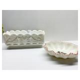 WESTMORELAND GLASS PLANTER AND HOLLY DISH