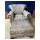 THOMASVILLE CHAIR & OTTOMAN, STRESSED DESIGN
