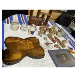 LARGE GROUP OF DECORATIONS , WOOD FIGURES