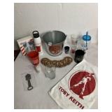 TOBY KEITH FAN LOT INCLUDING DRINK BUCKET, SHOT