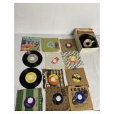 BOX OF 45 RECORDS INCLUDING THE CARPENTERS, THE
