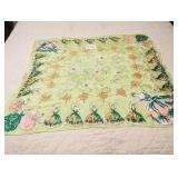 GREEN RAYON LADIES VINTAGE SCARF WITH DANCERS